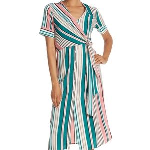 Lush Striped Short Sleeve Tie Side Midi Dress Size Small New with Tags